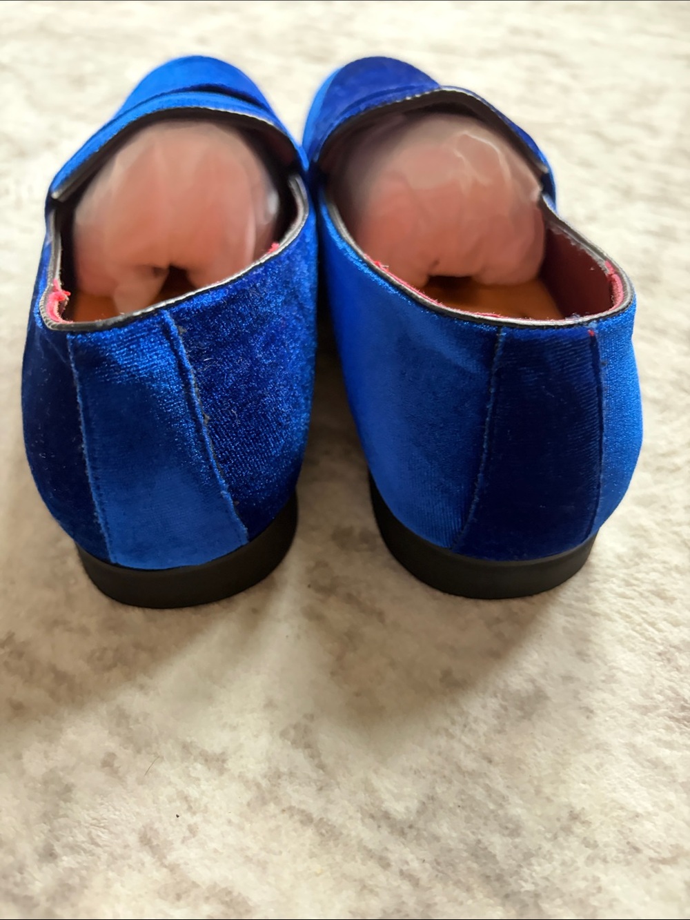 Royal Blue Velvet Loafers with Gold Embroidery wasp size 43 9.5/10 - Picture 6 of 9